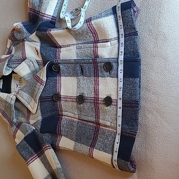 Hollister Women's Wool Blend Coat/ Double Breasted Plaid Short Jacket Size XS - Picture 11 of 13